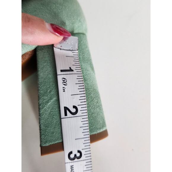 NIB Sezane Alice High Heels Suede Block Heel Pump Green EU 37 /US 6 - Picture 9 of 11